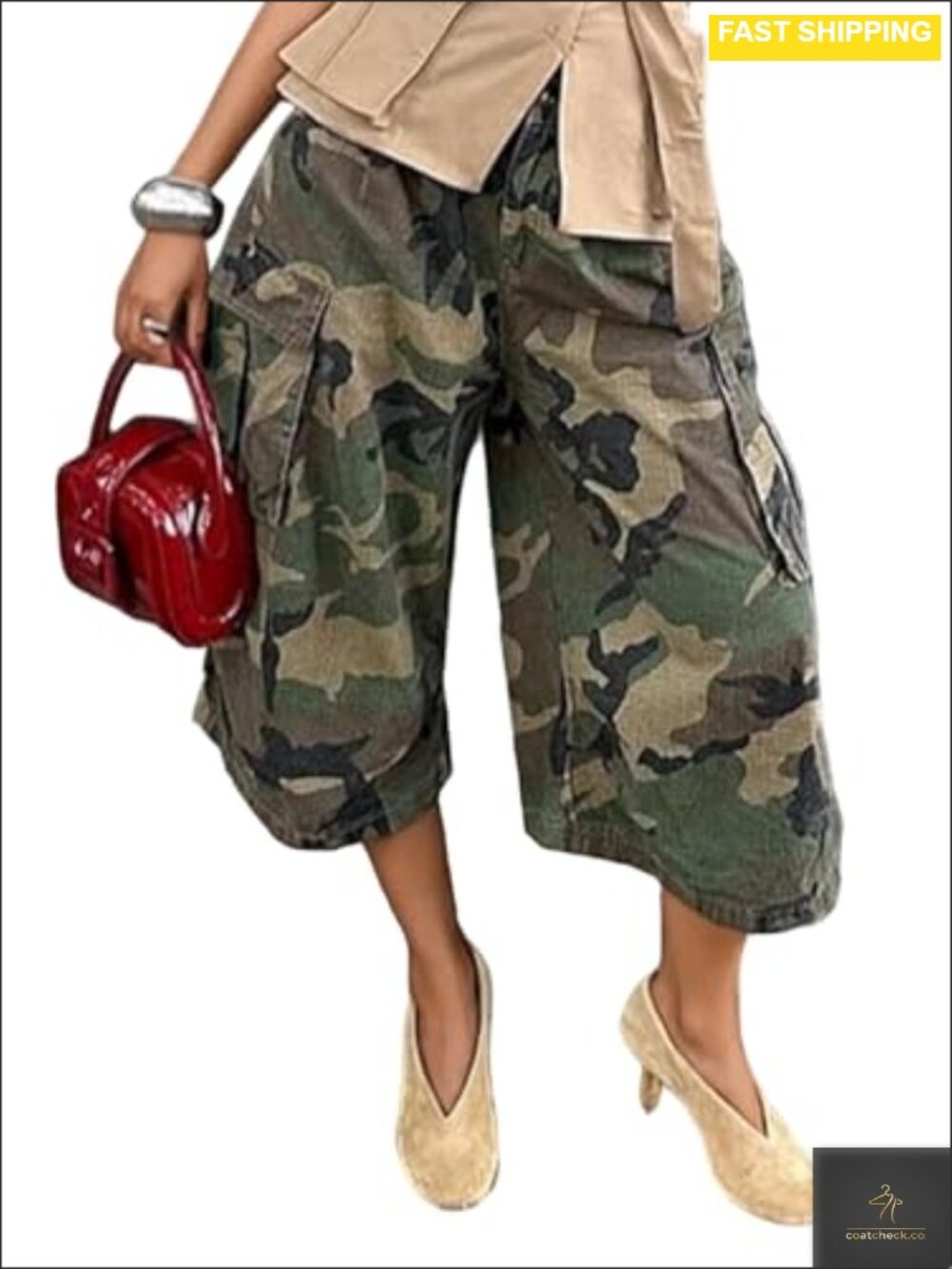 Baggy Camo Cargo Jeans High Waist Wide Leg Women's Pants